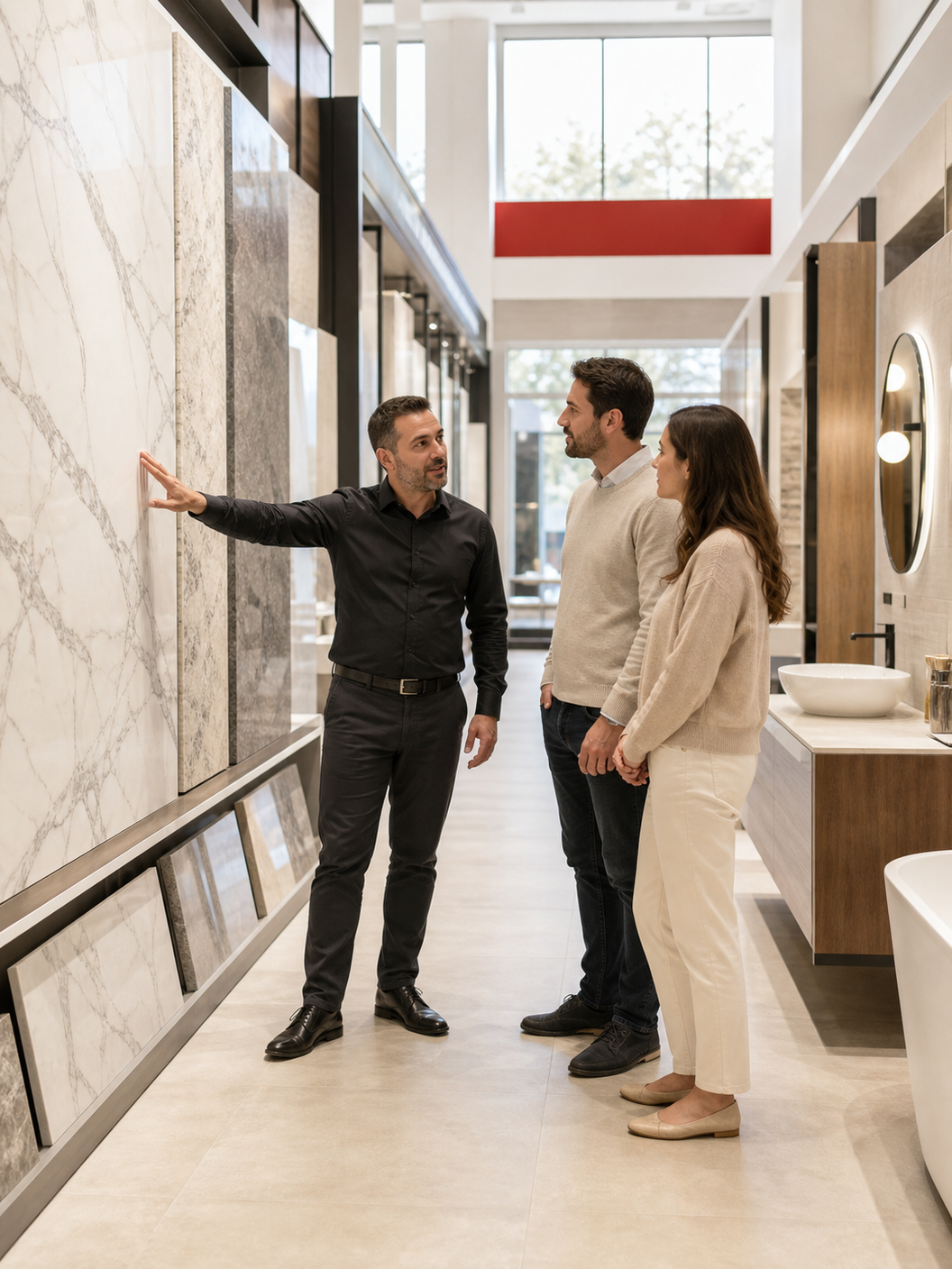 Mehmet Ceylan Yapı showroomunda ürün danışmanlığı