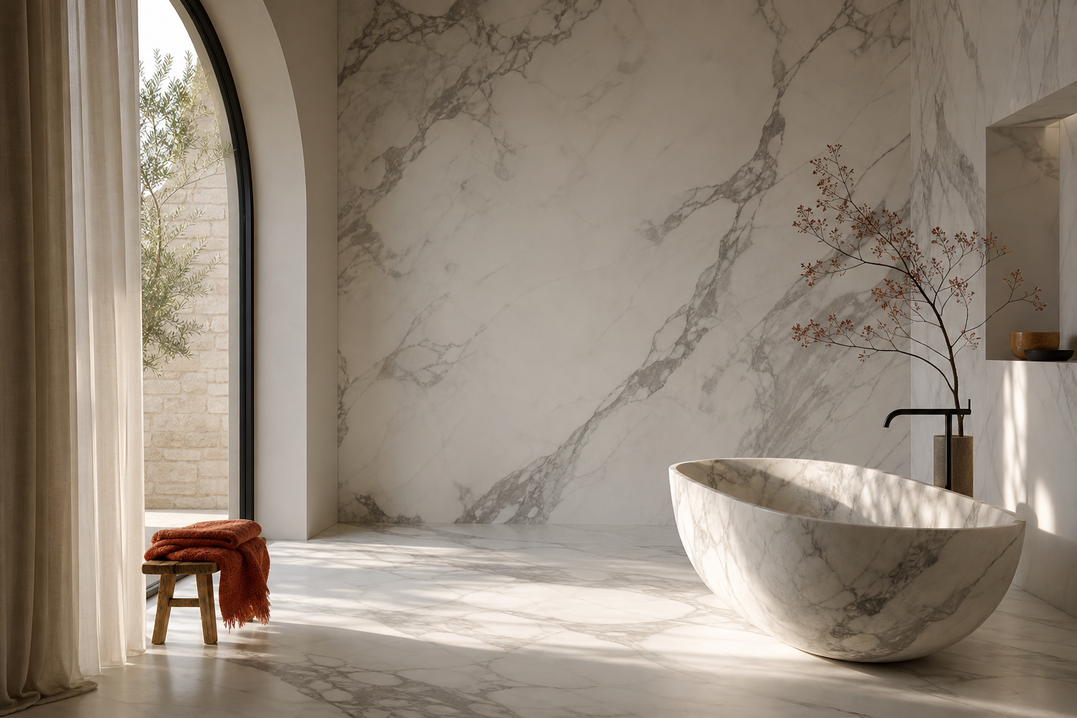 Calacatta mermer panel uygulaması